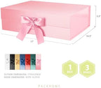 PACKHOME 3 Extra Large Pink Gift Boxes Ribbon Magnetic Lids 17x14.5x5.5in - Image 2