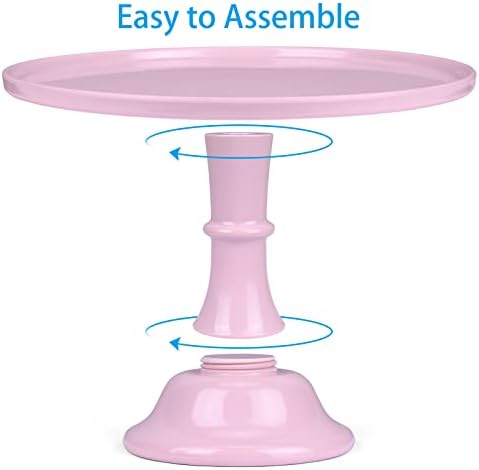 Round Cake Stand, 11 Inch, Black, Melamine, Dessert Cupcake Display Tray for Wedding, Birthday, Party, Baby Shower, Christmas (Pink) - Image 3