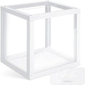 Menkxi Clear Wedding Card Box with Slot 10 x 10 x 8.5 Large Acrylic Card Box for Party Wooden Envelope Holder with Sign for Wedding Quinceanera Birthday Baby Shower Decorations(White,Wood) by Menkxi