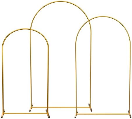 LANGXUN Gold Metal Arch Backdrop Stand Set, 7.2ft / 6.6ft / 6ft Balloon Arch Frame for Wedding Birthday Party Baby Shower Graduation Anniversary Decoration (6ft / 6.6ft / 7.2ft 3 pcs per Set) by LANGXUN