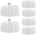 Fokitut 6 Pack Round Tablecloth, 132 Inch, Stain Resistant and Wrinkle Polyester Table Cloth, Fabric Table Cover for Kitchen Dining, Wedding, Party, Holiday Dinner-White by Fokitut