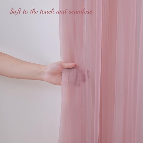 20x10ft Dusty Rose Tulle Backdrop Curtain with Lights String for Parites, Sheer Backdrop Curtains for Wedding Baby Shower Birthday Party Photo Shoot Decorations - Image 6