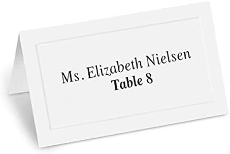 White Embossed Cover Stock Folded Place Cards, 100 Pack - Image 2