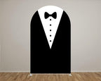 Father Boss Black Suit Bow Tie Arch Backdrop Cover for Boys Birthday Party Arched Stand Stretchy Fabric Covers Baby Shower Cake Banquets Parties Supplies Decorations3.3x6.5FT - Image 2