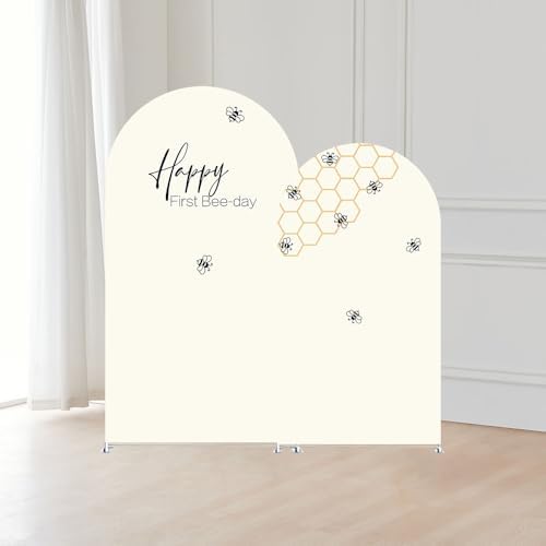 Arch Backdrop Cover Happy Sweet Bee Day Baby Shower Prop Chiara Arch Wall Yellow Honeycomb Bee 1st Birthday Party Baptism Fiesta Parties Decorations (6FT,4681) - Image 3