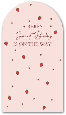 A Berry Sweet Baby is on The Way Theme Arched Backdrop Covers Pink Stretchy Arch Stand Cover for Baby Shower Girls Birthday Party Decoration Props (No Stand!) by Iydamc