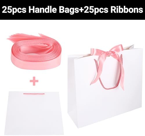 EUSOAR White Gift Bags, 25pcs 12.5"x4.5"x11" Shopping Paper Bags with Handle, Party Favor Kraft Paper Bags Thank You Gift Treat Bags Bulk for Wedding Baby Shower Birthday Guests Bridal - Image 4