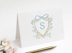 Fairmont & Grove Baby Shower Thank You Cards and Envelopes With Watercolor Crest and Monogram (Blue) - Image 3