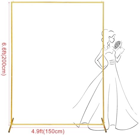 Metal Wedding Arch Backdrop Stand 6.6x5 FT Gold Square Balloon Arch Frame for Wedding, Birthday Party, Baby Shower Ceremony Decoration - Image 2