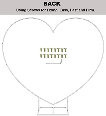 LANGXUN Large Size Metal Balloon Arch Kit, Wedding Heart Arch Stand, Love Balloon Column Arch Frame for Wedding, Bridal, Valentine's Day, Engagement and Birthday Party Supplies (White) - Image 4