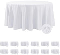 Fokitut 12 Pack Waterproof Round Tablecloth, 132 Inch, Stain Resistant and Wrinkle Polyester Table Cloth, Fabric Table Cover for Kitchen Dining, Wedding, Party, Holiday Dinner-White by BalsaCircle