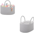 COMSE 2 Pack Baby Diaper Caddy Organizer, Diaper Basket, Baby Car Organizer, Diaper Change Organizer, Portable Tote Bag with Divider, Gift Baskets Empty, Cute Basket, 2 Sizes, Cool Gray by COMSE
