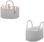 COMSE 2 Pack Baby Diaper Caddy Organizer, Diaper Basket, Baby Car Organizer, Diaper Change Organizer, Portable Tote Bag with Divider, Gift Baskets Empty, Cute Basket, 2 Sizes, Cool Gray by COMSE