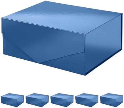 PACKHOME 6 Navy Blue Gift Boxes 9x6.5x3.8in with Magnetic Lids by PACKHOME