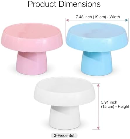Plastic Cake Stand Set (3-Piece) with Stable Base, Dessert Display Stands for Wedding, Party, Birthday, Baby Shower - Image 2