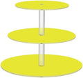 J JOYSAY Yellow Print Acrylic Cupcake Stand 3 Tier Dessert Table Display Set Clear Cake Stands for Wedding Baby Shower Party Decorations Easy Assembly Macaron Tower by J+JOYSAY
