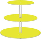 J JOYSAY Yellow Print Acrylic Cupcake Stand 3 Tier Dessert Table Display Set Clear Cake Stands for Wedding Baby Shower Party Decorations Easy Assembly Macaron Tower by J+JOYSAY
