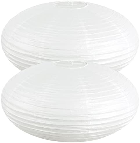 Retisee 2 Pcs Oval Paper Lantern Shade for Party Wedding, 24 Inch, White by Retisee