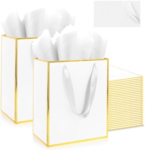 Addblu 50 Pack Bulk Luxury Gift Bags with Handles & 50 Tissue Papers by Unknown