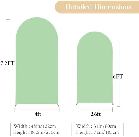 Beige Green Arch Backdrop Cover Set of 2 Party Wedding Sage Green Arch Covers Stretchy Backdrop 7.2FT 6FT Baby Shower Bridal Shower Photo Birthday Arch Stand Cover Spandex - Image 6
