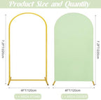Metal Arch Stand and Cover Set,1 Sage Green Spandex Fitted Backdrop with 1 Gold Wedding Arched Stand Frame for Parties Birthday Baby Shower Bridal Banquet Decoration (7.2FT) - Image 2
