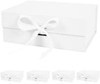 Aimyoo 5 Pack Large White Gift Box with Ribbon, 11.5x8.6x4.1 inch Groomsman Proposal Box for Presents with Magnetic Closure Lids, Rectangle Collapsible Luxury Box for Wedding, Christmas, Birthday by Aimyoo