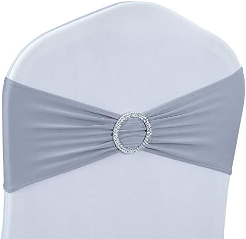 Babenest 50PCS Spandex Chair Sashes Bows with Buckle for Wedding Deco, Grey by Babenest