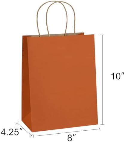 BagDream Medium Gift Bags with Handles 8x4.25x10.5 Inch Orange 100 Pcs Bulk - Image 2