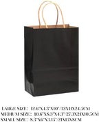 qiqee 100-Packs Black Paper Gift Bags with Handles Bulk Assorted Sizes(33pcs Large 13", 33pcs Medium 11", 34pcs Small 8") - Image 4