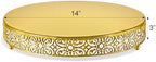 Wenqik 14 Inch Cake Stand, Metal Round Cake Stands Set with Modern Design White Dessert Display Cupcake Stands Plates Fruit Serving Tray for Wedding Birthday Baby Shower Party (Gold) - Image 3