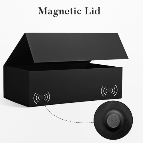 Black Birthday Gift Box with Magnetic Lid for Presents, 14"x8.5"x4.5" - Image 4