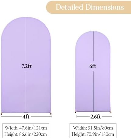 Purple Arch Backdrop Cover Set of 2 Birthday Party Lavender Arch Covers 7.2 and 6ft Wedding Arch Cover Stretchy Backdrop Bridal Baby Shower Birthday Arch Covers Spandex - Image 4