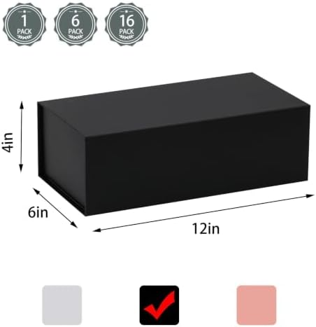iloMAOZX Black Gift Box, 12x6x4 Inch Gift Boxes for Presents & Packaging - Image 2