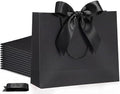Silkfly 24 Pcs Paper Gift Bags with Handles & Bow Ribbon, Pure Black by Silkfly