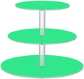 J JOYSAY Bright Green Pattern Acrylic Cupcake Stand 3 Tier Dessert Table Display Set Clear Cake Stands for Wedding Baby Shower Party Decorations Easy Assembly Donut Tower by J+JOYSAY