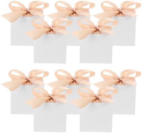 White Mini Favor Boxes 50 Sets with Ribbon for Xmas Celebrations by LABRIMP