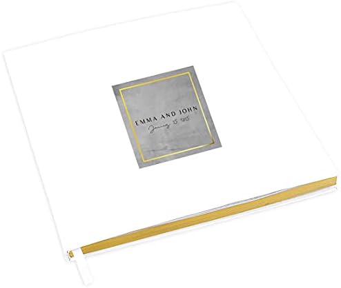 Andaz Press Personalized Wedding Guestbook with Gold Accents, Concrete with Gold White Guest Sign in Guest Registry 120 Pages 8.5 X 8.5 Memories Book for DIY, Scrapbook, Photo Album by AndazPress