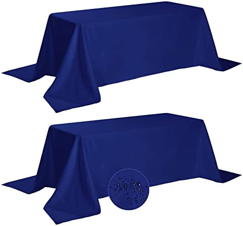 Fokitut 2 Pack Waterproof Rectangle Tablecloth, 90x132 Inch,Stain Resistant and Wrinkle Polyester Table Cloth, Fabric Table Cover for Kitchen Dining, Wedding, Party, Holiday Dinner-Royal Blue by BalsaCircle