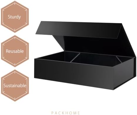 PACKHOME Extra Large Black Gift Box 17.5x11.3x4.3in with Magnetic Lid - Image 6
