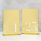 Gold Wedding Table Numbers 1-25 with Stands, 5"x7" Gold Mirror Acrylic Table Numbers, Perfect for Wedding Reception, Party, Anniversary, Event by JINMURY