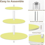 J JOYSAY Bright Yellow Pattern Acrylic Cupcake Stand 3 Tier Dessert Table Display Set Clear Cake Stands for Baby Shower Wedding Party Decorations Easy Assembly Macaron Tower - Image 2