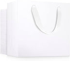 EUSOAR Heavy Duty Gift Wrap Bags, 50 Pack 8.6x3.9x7 inches Small White Paper Bags with Handles, Totes in Bulk for Wedding, Grocery, Boutique, Retail, Business, Party Favors, Baby Showers, Birthdays by EUSOAR