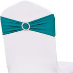 50 Pack Spandex Turquoise Chair Sashes Bows Stretch Teal Chairs Bands with Buckles Universal Elastic Chair Ties for Party Celebration Ceremony Events Wedding Decorations - Image 6