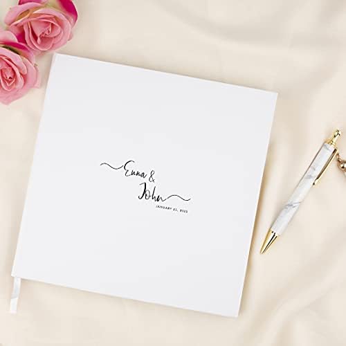 Andaz Press Personalized Wedding Guestbook with Gold Accents, Swirl Design White Guest Sign in Guest Registry 120 Pages 8.5 X 8.5 Memories Book for DIY, Scrapbook, Photo Album - Image 2