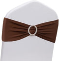 Brown Chair Sashes 50 Pack, Spandex Brown Chair Bows Bands with Buckle Slider for Folding Chairs Wedding Party Birthday Decor, Chair Ties by JFDYDM