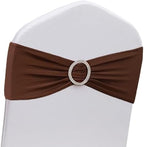Brown Chair Sashes 50 Pack, Spandex Brown Chair Bows Bands with Buckle Slider for Folding Chairs Wedding Party Birthday Decor, Chair Ties by JFDYDM