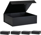 Extra Large Black Gift Box 5 Pack 19x16x6 Inches,Gift Boxs for Presents with Lid Magnetic Closure Collapsible,Groomsman Proposal Box,Birthday, Christmas,for Clothes and Large Gifts by PLINJOY