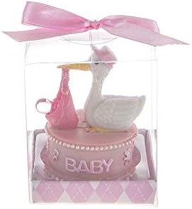 Keepsake Figurine 12 pcs Stork Carrying Clear Pink Pacifier | Awesome Decorations or Party Favors | for Pregnancy Announcements, Gender Reveals, Birthday and Special Celebrations by MEGA+FAVORS