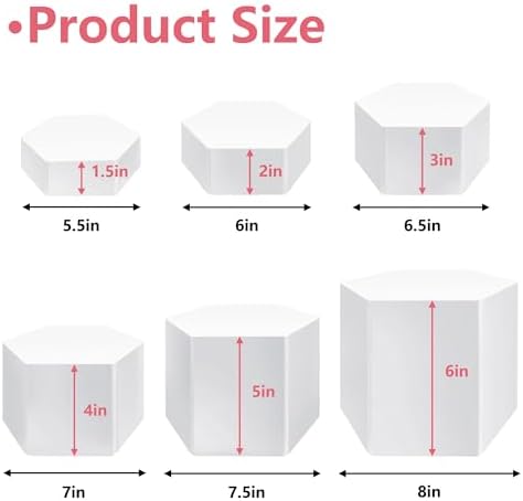 6 Pcs Buffet Risers, Dessert Stands Acrylic, Food Risers for Buffet, Jewelry Showcase, Riser Display Cases, Acrylic Display Base, White - Image 3