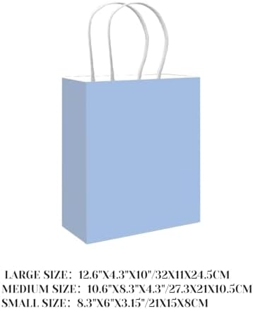 qiqee 100PCS Gift Bag with Handles Bulk Light Blue Paper Bags Assorted Sizes(33pcs Large 13",33pcs Medium 11",34pcs Small 8") - Image 2